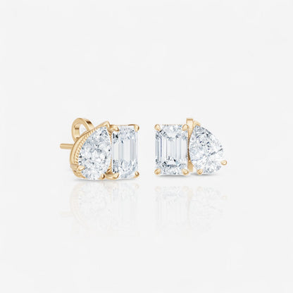 Toi et Moi Pear & Emerald Cut Lab-Grown Diamond Stud Earrings