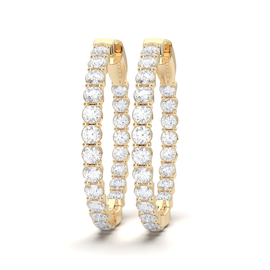 Lab-Grown Round Diamond Inside Out Hoop Earrings in 14kt Yellow Gold (25mm)