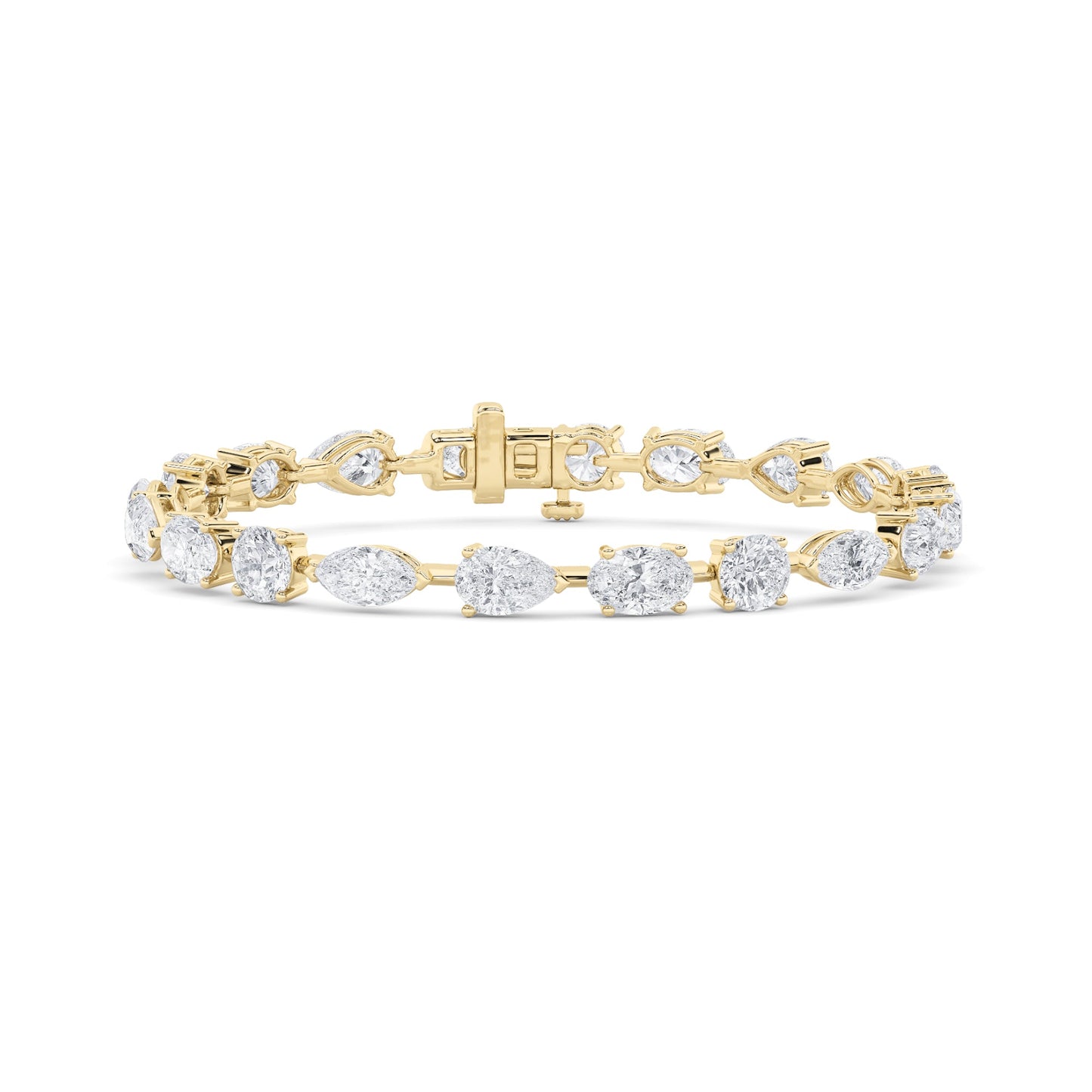 IGI Certified 8.00 CTW FVS Multi Shape Lab Grown Diamond Tennis Bracelet in 14kt Yellow Gold