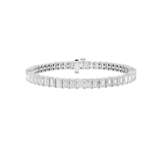 IGI Certified 9.25 CTW FVS Emerald Shaped Lab Grown Diamond Tennis Bracelet in 14kt White Gold