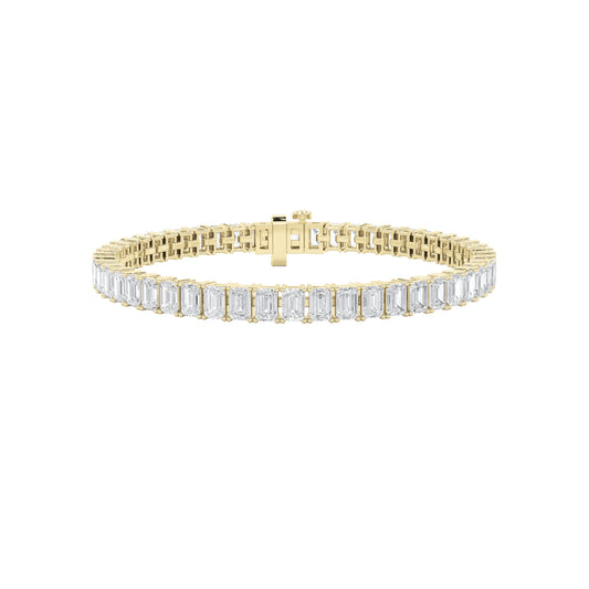 IGI Certified 15.00 CTW FVS Emerald Shaped Lab Grown Diamond Tennis Bracelet in 14kt Yellow Gold