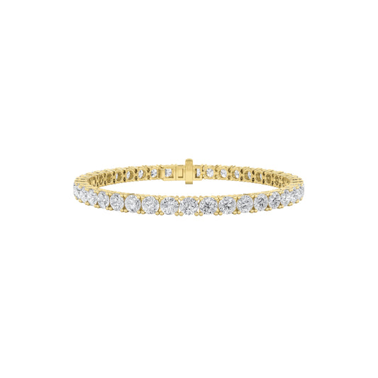 IGI Certified 8.00 CTW FVS Round Shaped Lab Grown Diamond Tennis Bracelet in 14kt Yellow Gold
