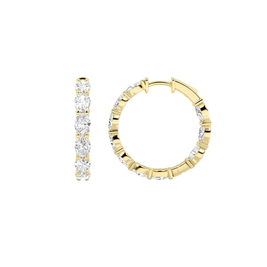 IGI Certified 5.00 CTW FVS  Inside Out Oval Shaped Lab-Grown Diamond Hoop Earrings in 14k Yellow Gold