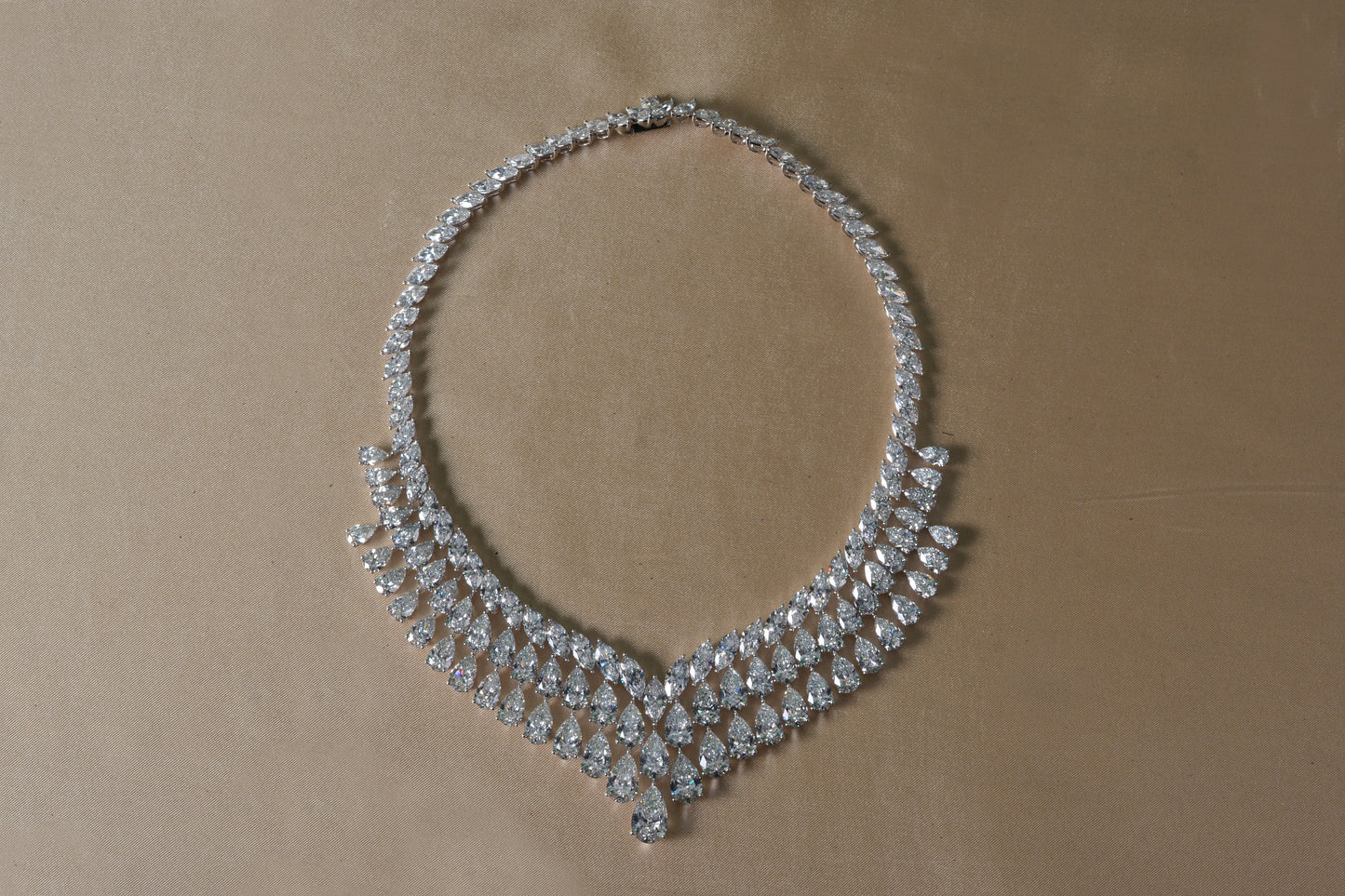 165 CTTW Pear and Marquise Lab Diamond Couture Collar Necklace in 18kt White Gold