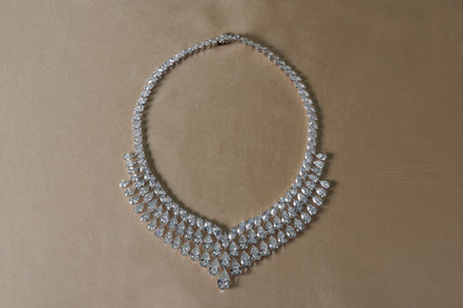 165 CTTW Pear and Marquise Lab Diamond Couture Collar Necklace in 18kt White Gold