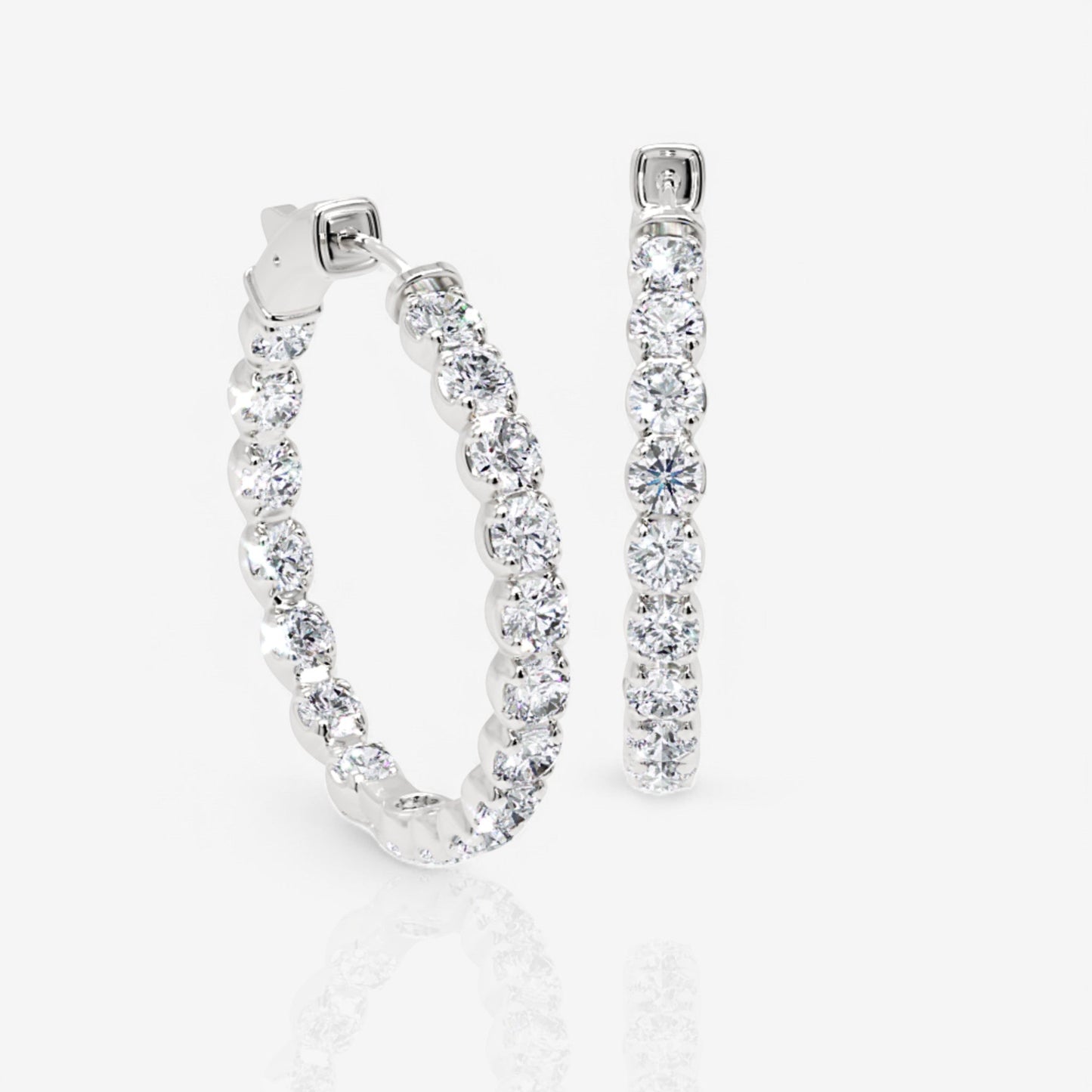 Inside Out Lab-Grown Diamond Round Hoop Earrings, 1.25 Inch