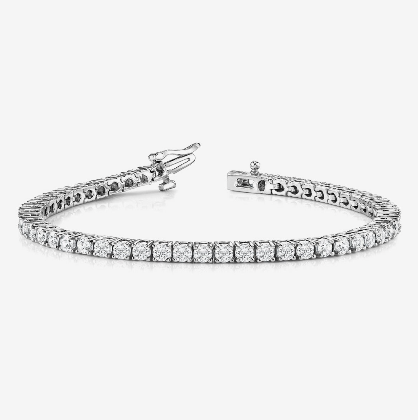 Four Prong Round Lab-Grown Diamond Tennis Bracelet 14K