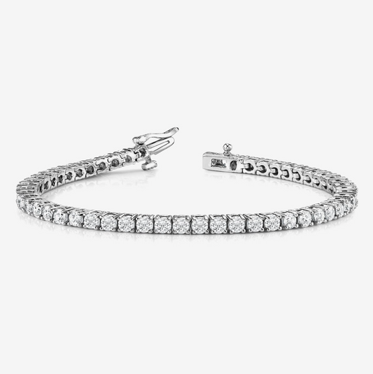 Four Prong Round Lab-Grown Diamond Tennis Bracelet 14K