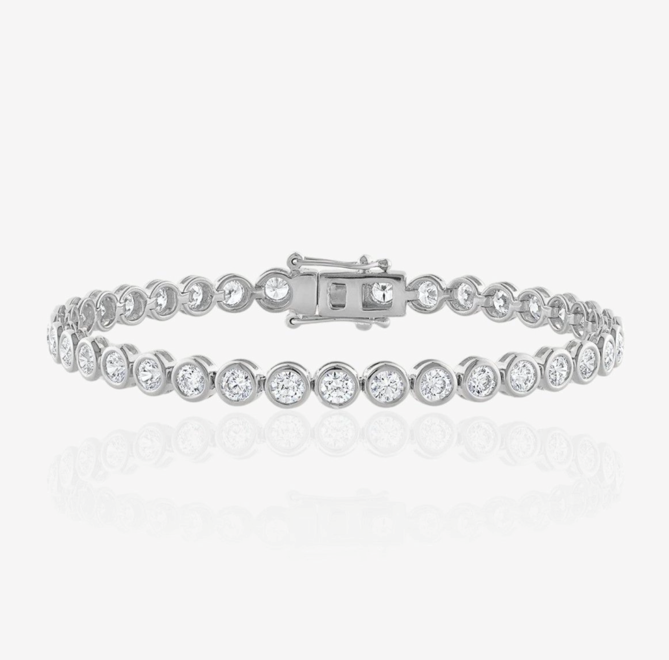 Full Bezel Round Lab-Grown Diamond Tennis Bracelet 14K