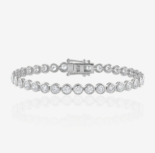 Full Bezel Round Lab-Grown Diamond Tennis Bracelet 14K
